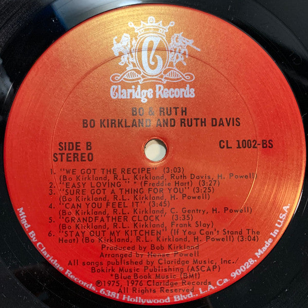 Bo Kirkland And Ruth Davis : Bo & Ruth (LP, Album)