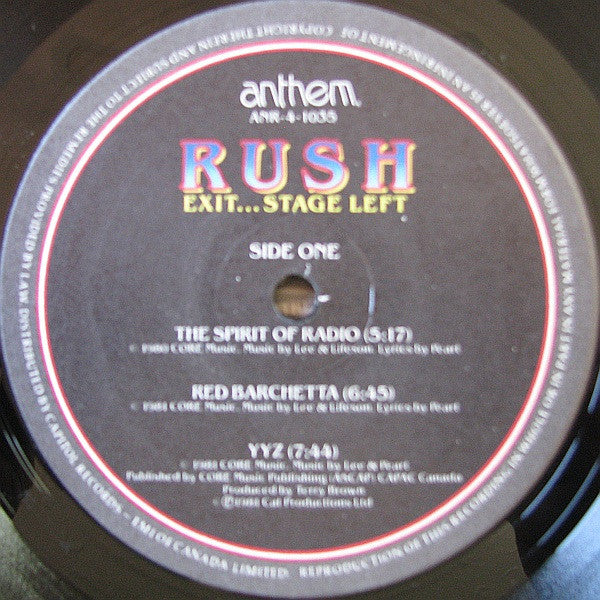 Rush : Exit...Stage Left (2xLP, Album)
