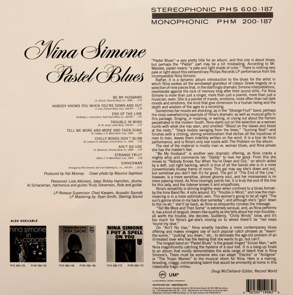 Nina Simone : Pastel Blues (LP, Album, RE, 180)