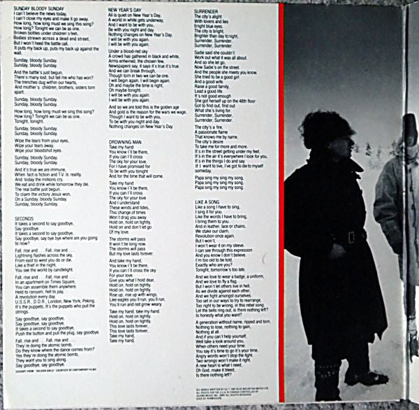 U2 : War (LP, Album, Gat)