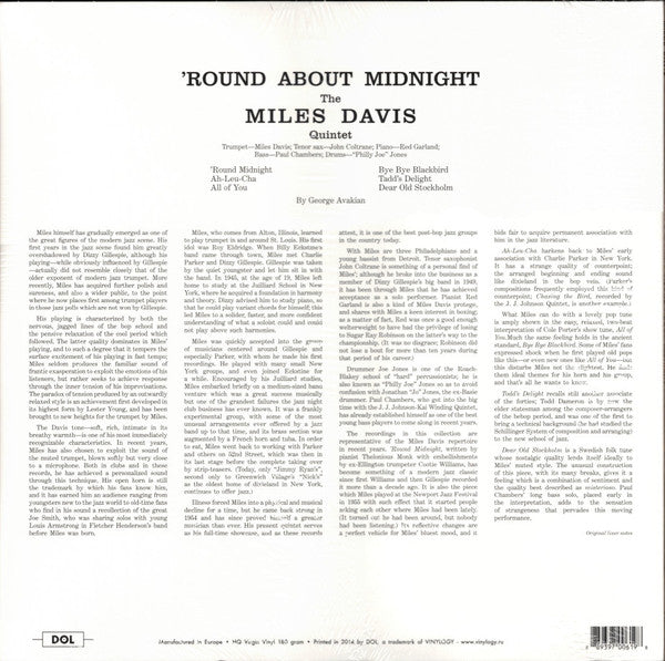 Miles Davis : 'Round About Midnight (LP, Album, RE, Blu)