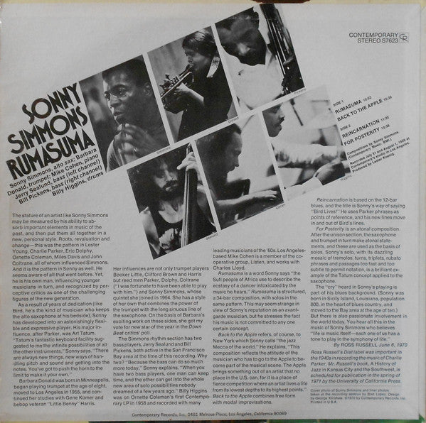 Sonny Simmons : Rumasuma (LP, Album, Bla)