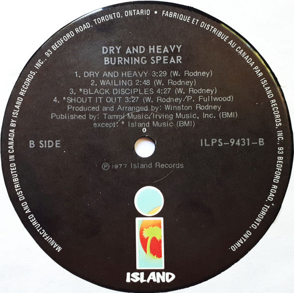 Burning Spear : Dry & Heavy (LP, Album)
