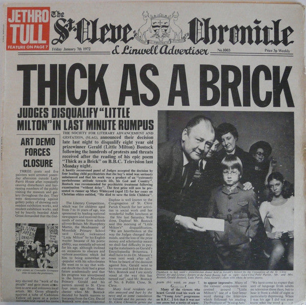 Jethro Tull : Thick As A Brick (LP, Album, RP)