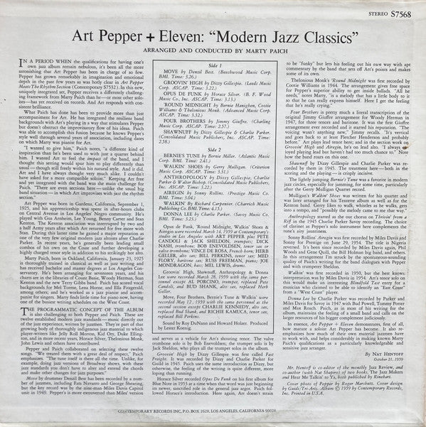 Art Pepper : Art Pepper + Eleven (Modern Jazz Classics) (LP)