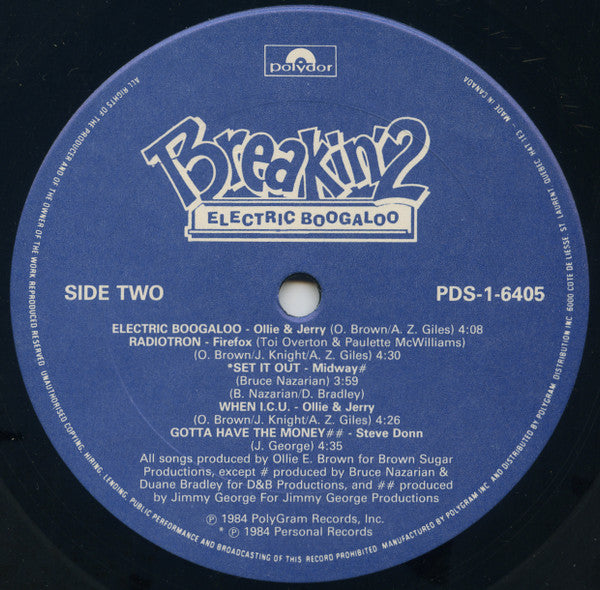 Various : Breakin' 2 - Electric Boogaloo - Original Soundtrack Recording (LP, Album)