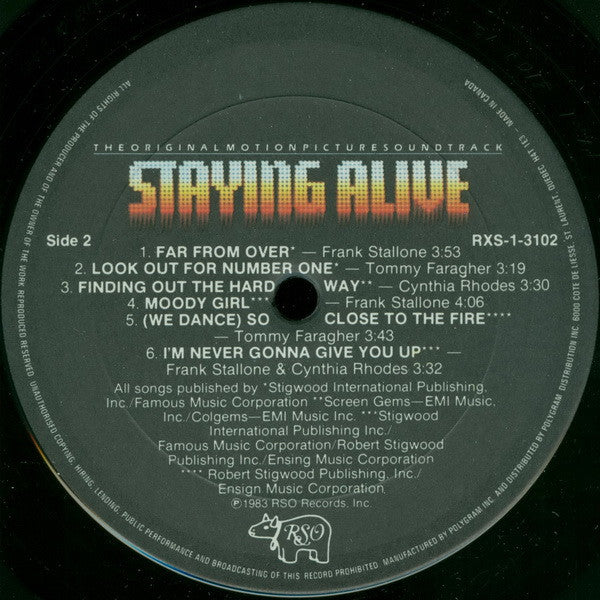 Various : The Original Motion Picture Soundtrack - Staying Alive (LP, Album, Gat)