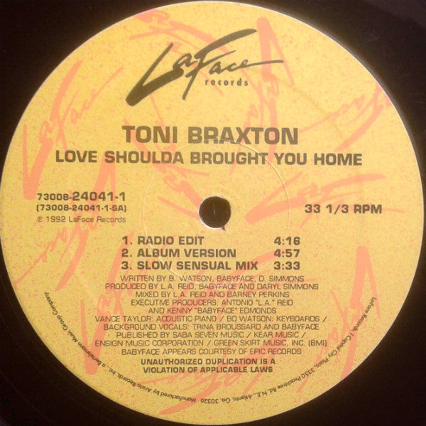 Toni Braxton : Love Shoulda Brought You Home (12")