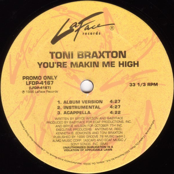 Toni Braxton : You're Makin Me High (12", Promo)