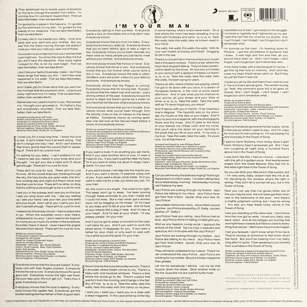 Leonard Cohen : I'm Your Man (LP, Album, RE, RM, 180)