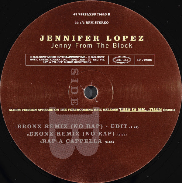 Jennifer Lopez : Jenny From The Block (12")