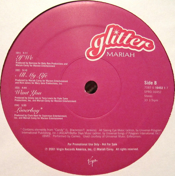 Mariah Carey : Glitter (2xLP, Album, Promo)