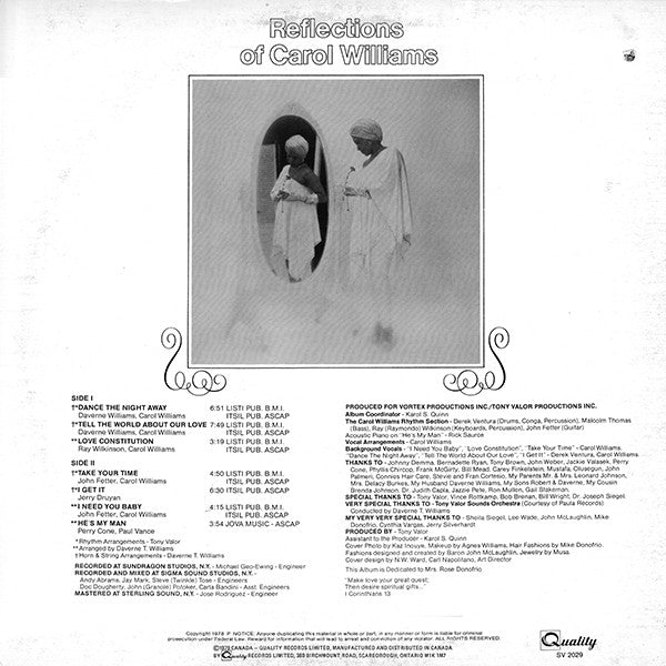 Carol Williams : Reflections Of Carol Williams (LP, Album)