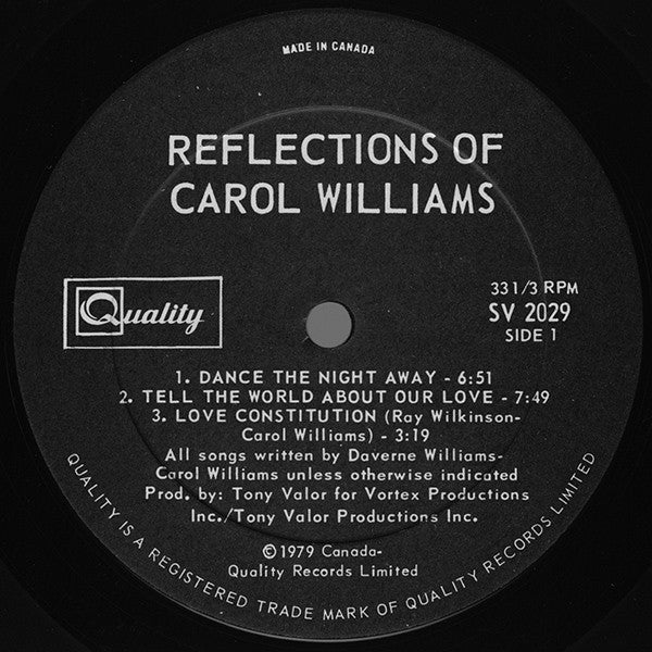 Carol Williams : Reflections Of Carol Williams (LP, Album)