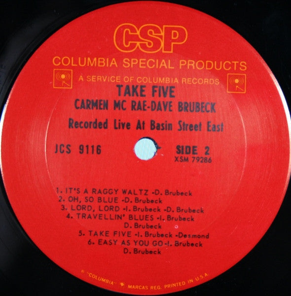 Carmen McRae - Dave Brubeck : Take Five (Recorded Live At Basin Street East) (LP, Album, RE)