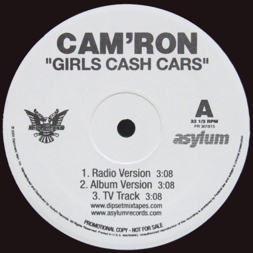 Cam'ron : Girls Cash Cars / Somethin New (12", Promo)
