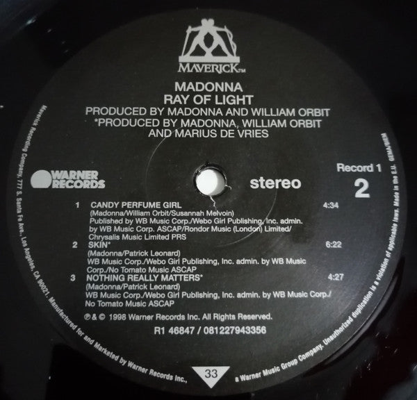 Madonna : Ray Of Light (2xLP, Album, RE, RP, 180)
