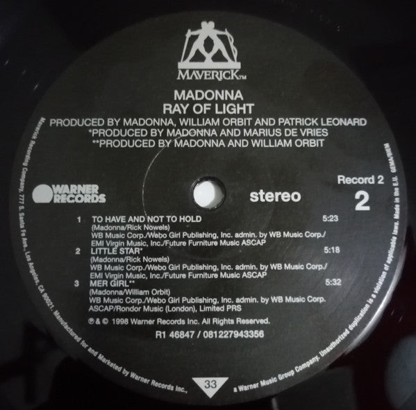 Madonna : Ray Of Light (2xLP, Album, RE, RP, 180)