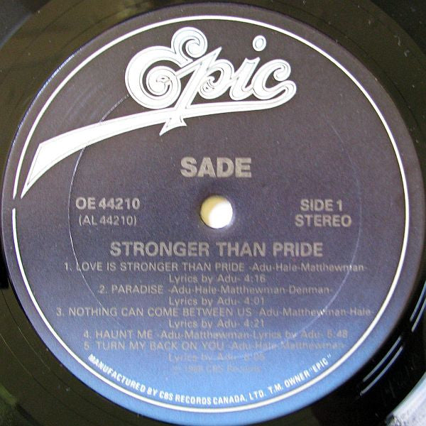 Sade : Stronger Than Pride (LP, Album, Don)