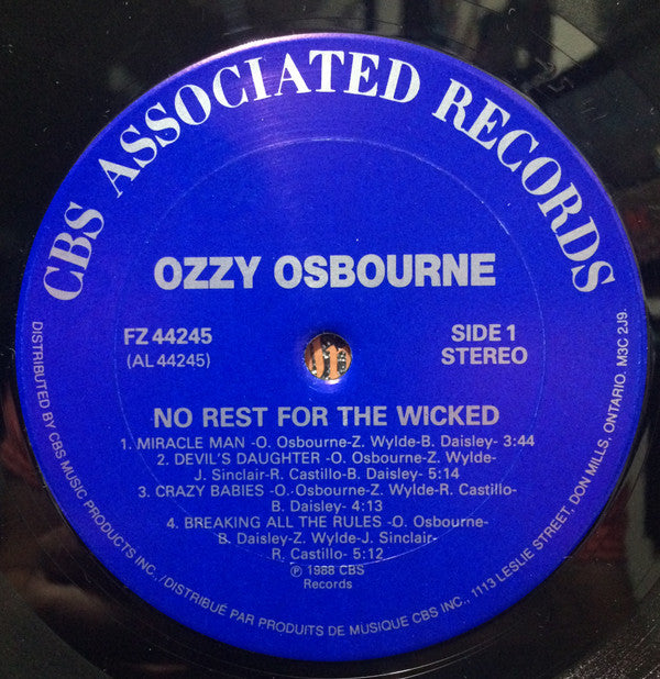 Ozzy Osbourne : No Rest For The Wicked (LP, Album)