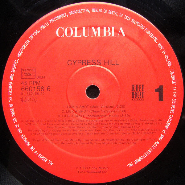 Cypress Hill : Lick A Shot (12")