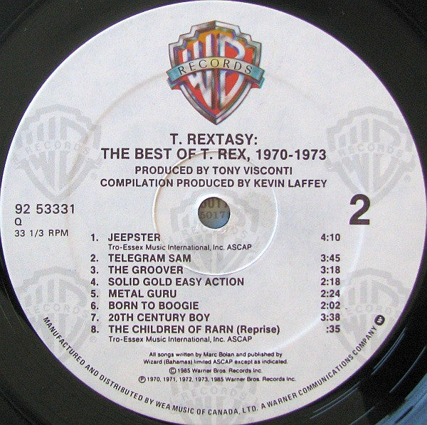 T. Rex : T. Rextasy: The Best Of T. Rex, 1970-1973 (LP, Comp)