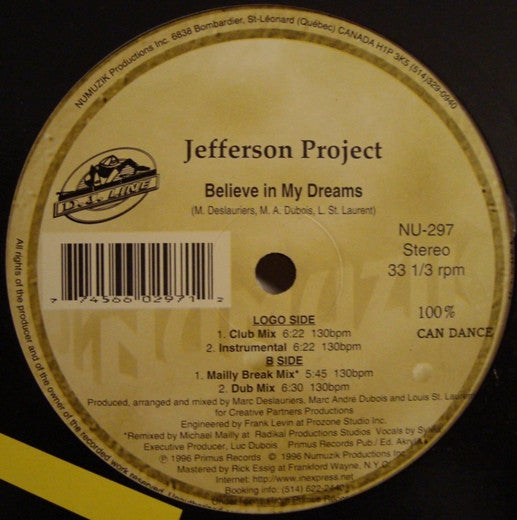 Jefferson Project (2) : Believe In My Dreams (12")