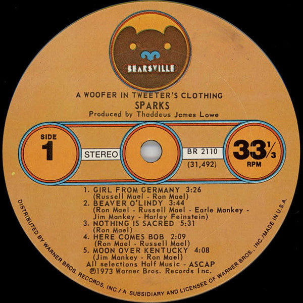 Sparks : A Woofer In Tweeter's Clothing (LP, Album)