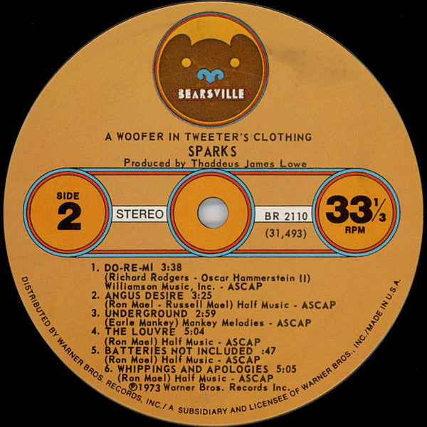 Sparks : A Woofer In Tweeter's Clothing (LP, Album)