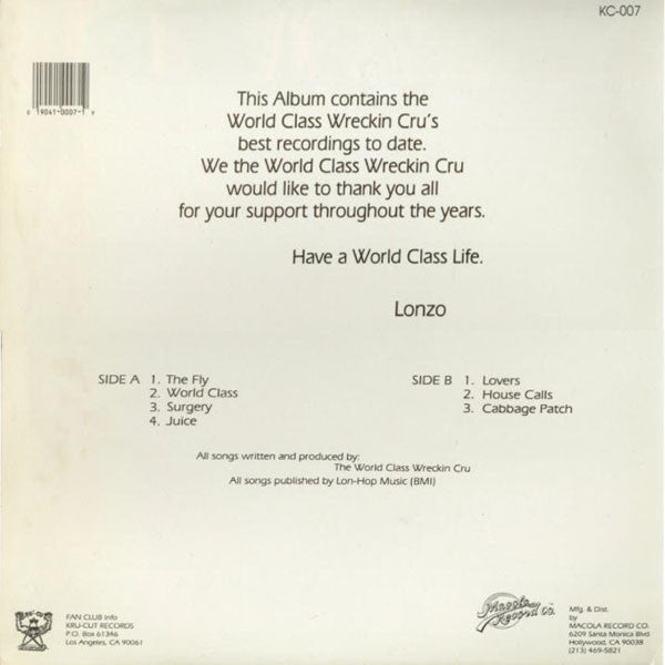 World Class Wreckin' Cru : Best Of The World-Class Wreckin' Cru (LP, Album, Comp)
