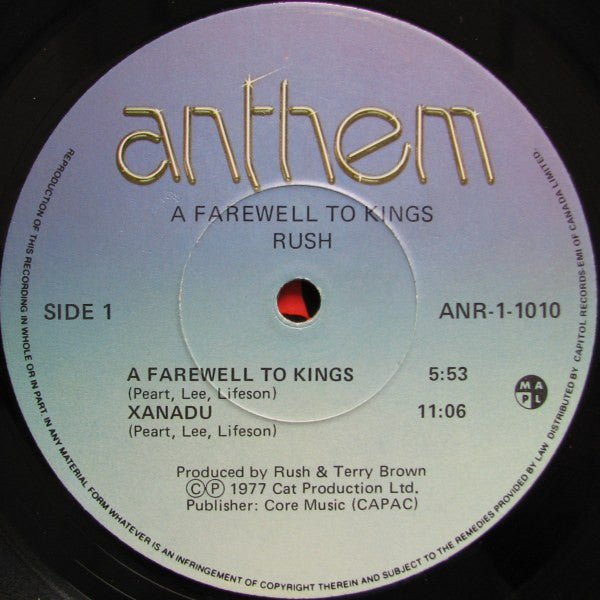 Rush : A Farewell To Kings (LP, Album, RE, Gat)