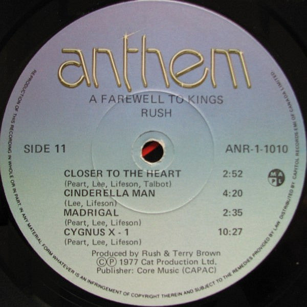 Rush : A Farewell To Kings (LP, Album, RE, Gat)