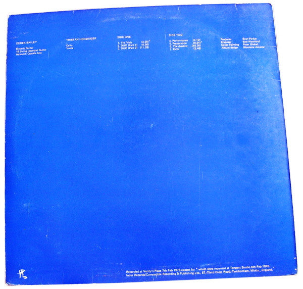 Derek Bailey / Tristan Honsinger : Duo (LP, Album)