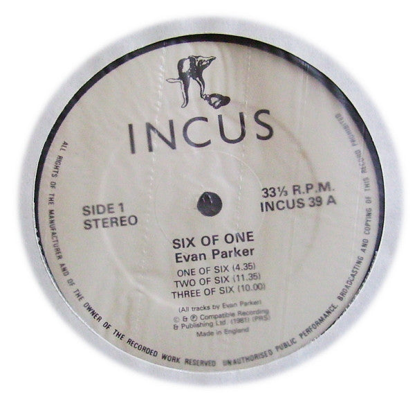 Evan Parker : Six Of One (LP, Album)