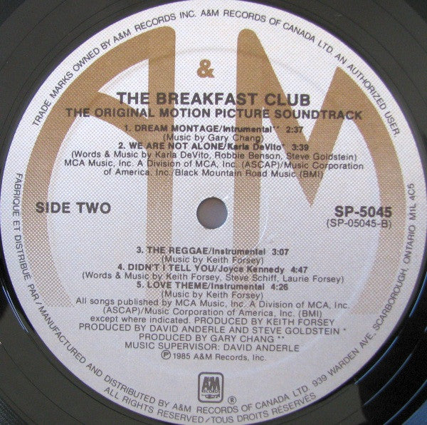 Various : The Breakfast Club (Original Motion Picture Soundtrack) (LP, Album)