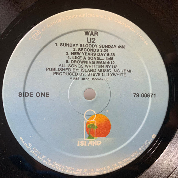 U2 : War (LP, Album, Cin)