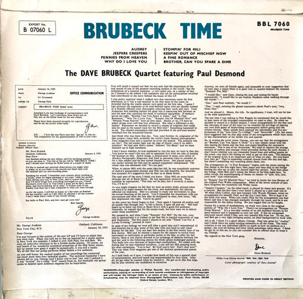 The Dave Brubeck Quartet : Brubeck Time (LP, Album)