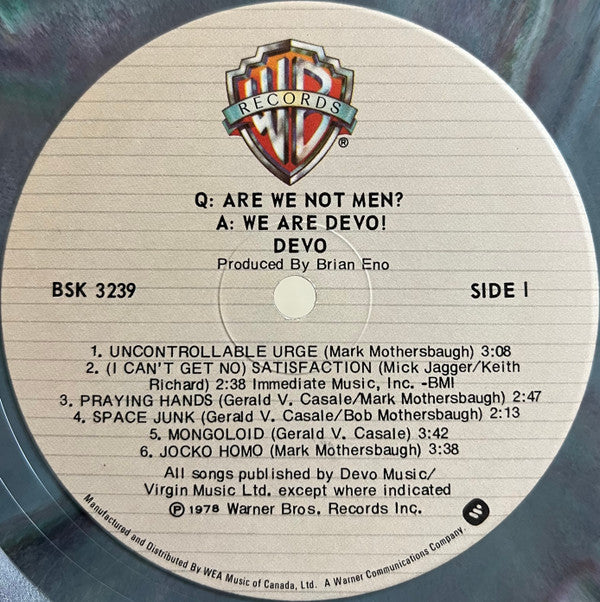 Devo : Q: Are We Not Men? A: We Are Devo! (LP, Album, Mar)