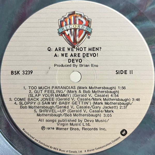 Devo : Q: Are We Not Men? A: We Are Devo! (LP, Album, Mar)