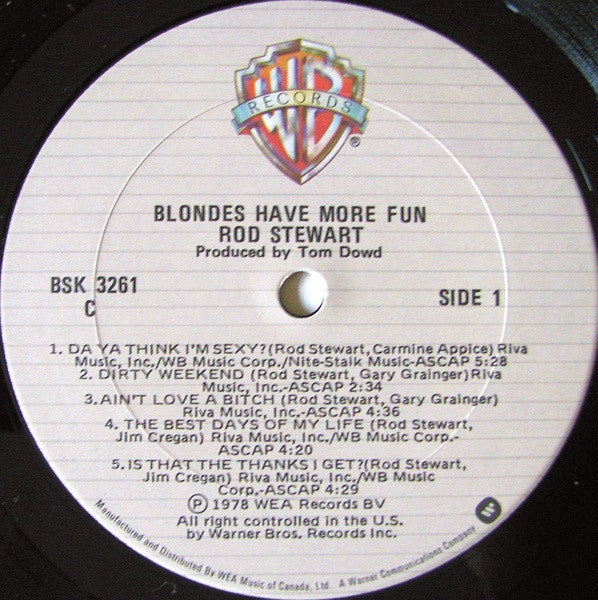 Rod Stewart : Blondes Have More Fun (LP, Album, Gat)