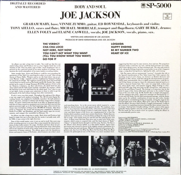 Joe Jackson : Body And Soul (LP, Album)