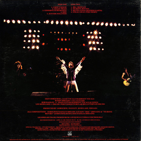 Ozzy Osbourne : Blizzard Of Ozz (LP, Album)