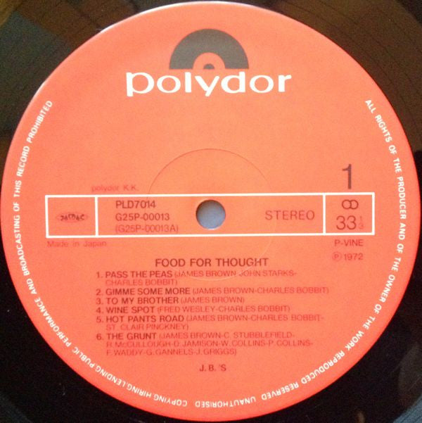 The J.B.'s : Food For Thought (LP, Album, RE)