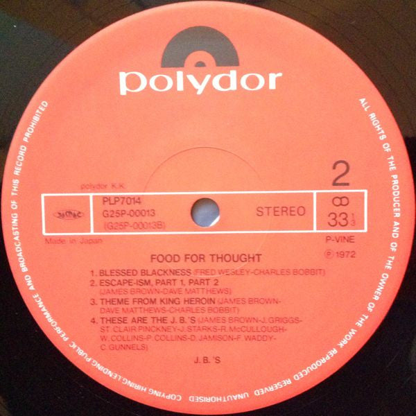 The J.B.'s : Food For Thought (LP, Album, RE)