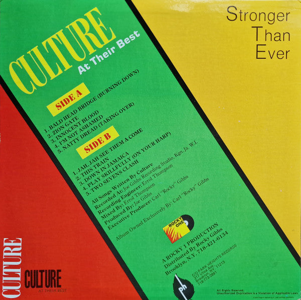 Culture : Stronger Than Ever: At Their Best (LP, Comp)