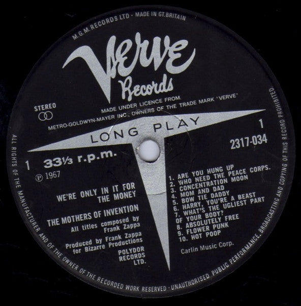 The Mothers : We're Only In It For The Money (LP, Album, RE, Cen)