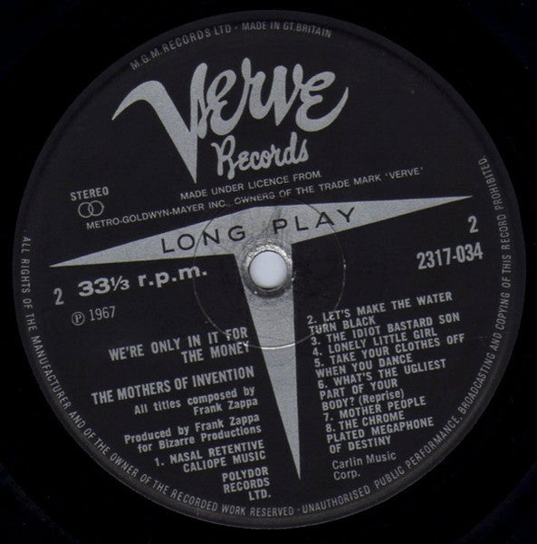 The Mothers : We're Only In It For The Money (LP, Album, RE, Cen)