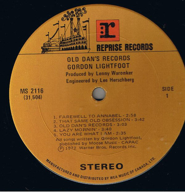 Gordon Lightfoot : Old Dan's Records (LP, Album)