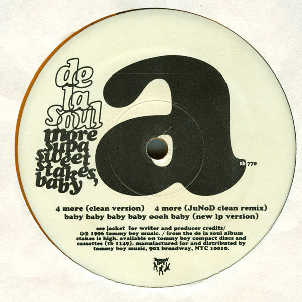 De La Soul : More Supa Sweet Stakes, Baby (12", Promo, Ora)