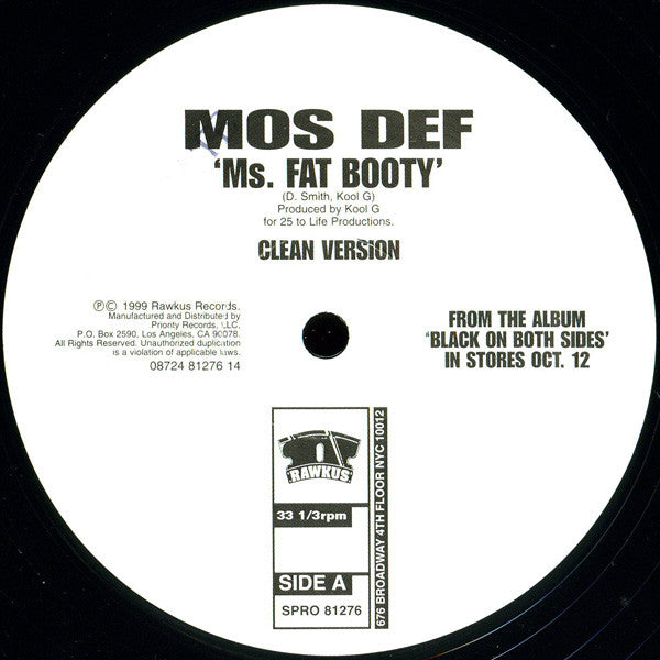 Mos Def : Ms. Fat Booty (12", Single, Promo)